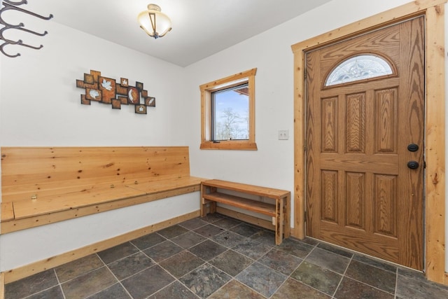 32596 Ute Trl, Oak Creek, CO 80467 - entryway with dark stone finish floors and baseboards