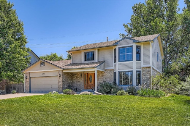 20596 E Shefield Ct, Parker, CO 80138 - traditional home with brick siding, a garage, driveway, and roof with shingles