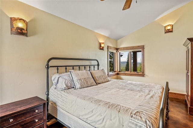 24100 Cottonwood Rd N, Clark, CO 80428 - bedroom with vaulted ceiling, ceiling fan, and baseboards