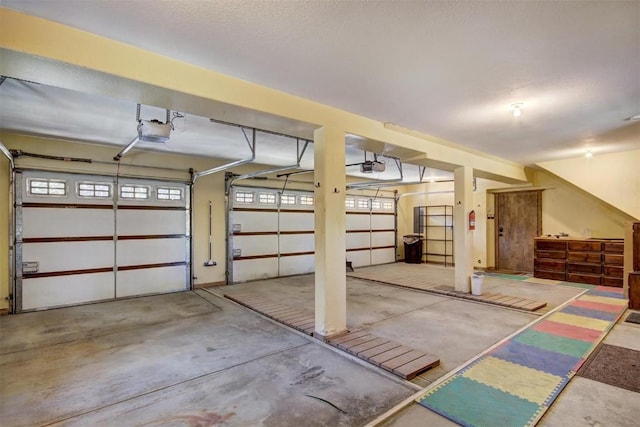 garage with a garage door opener