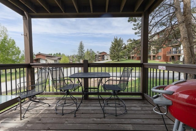 1720 Ranch Rd Unit 301, Steamboat Springs, CO 80487 - deck with area for grilling and a residential view