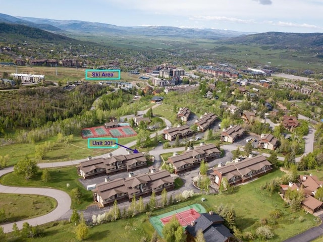 1720 Ranch Rd Unit 301, Steamboat Springs, CO 80487 - aerial overview of property's location featuring a mountain backdrop