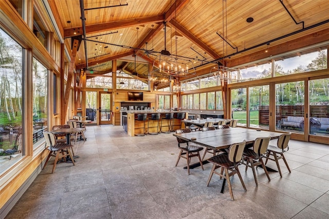 53 Hargrove Way, Silverthorne, CO 80498 - sunroom / solarium with plenty of natural light, lofted ceiling, and a chandelier