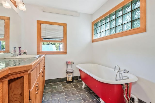 211 W Oak St, Oak Creek, CO 80467 - bathroom with healthy amount of natural light, a soaking tub, and vanity