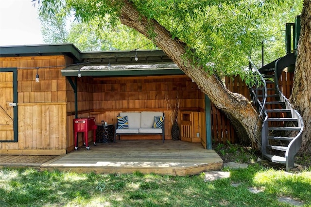 211 W Oak St, Oak Creek, CO 80467 - back of house featuring a wooden deck and stairs