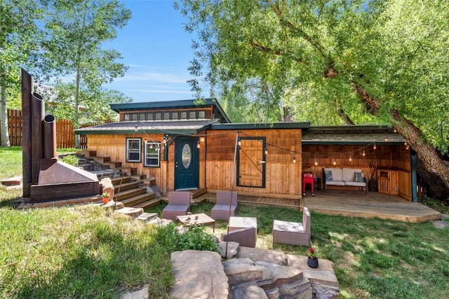211 W Oak St, Oak Creek, CO 80467 - rear view of house featuring a deck