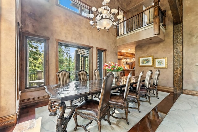 165 River Park Dr, Breckenridge, CO 80424 - dining room featuring a chandelier and a high ceiling