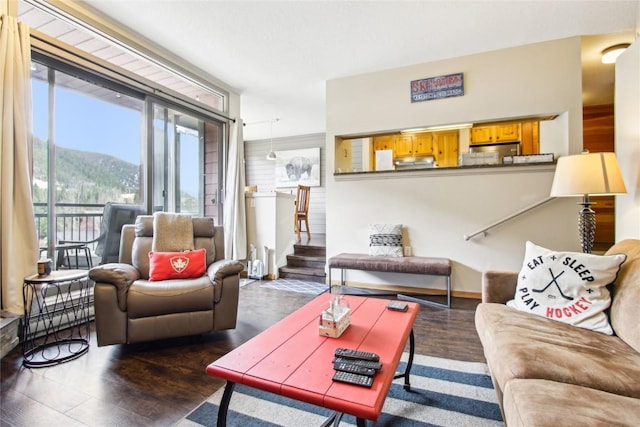 22320 US Highway 6 Unit 1762, Keystone, CO 80435 - living room with wood finished floors and a mountain view