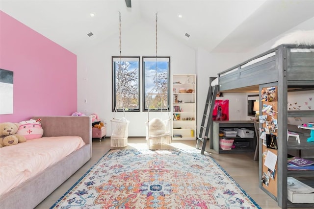 582 Laurel St, Steamboat Springs, CO 80487 - bedroom featuring high vaulted ceiling