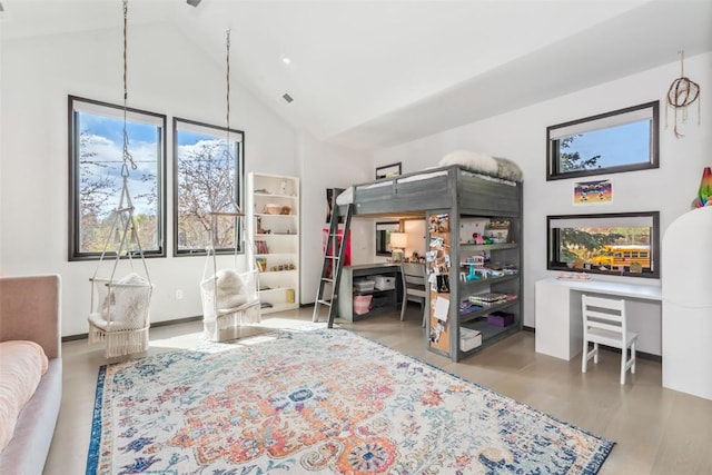 582 Laurel St, Steamboat Springs, CO 80487 - bedroom featuring high vaulted ceiling