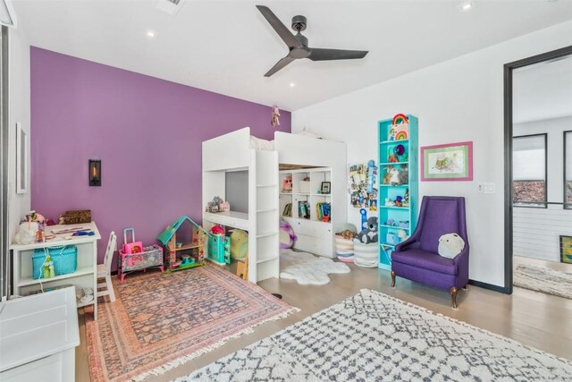 582 Laurel St, Steamboat Springs, CO 80487 - rec room with a ceiling fan and wood finished floors
