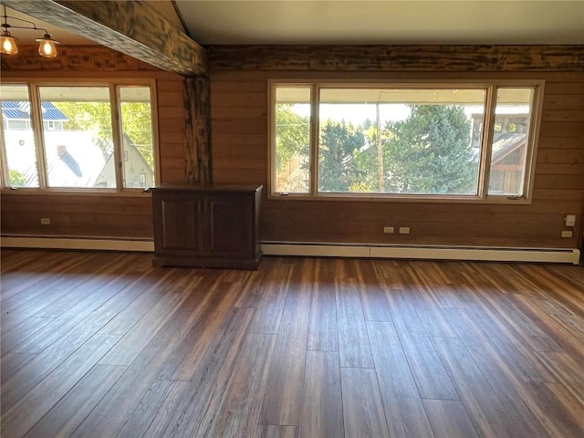 810 Broad St, Steamboat Springs, CO 80487 - empty room featuring a baseboard radiator, plenty of natural light, dark wood finished floors, and baseboard heating