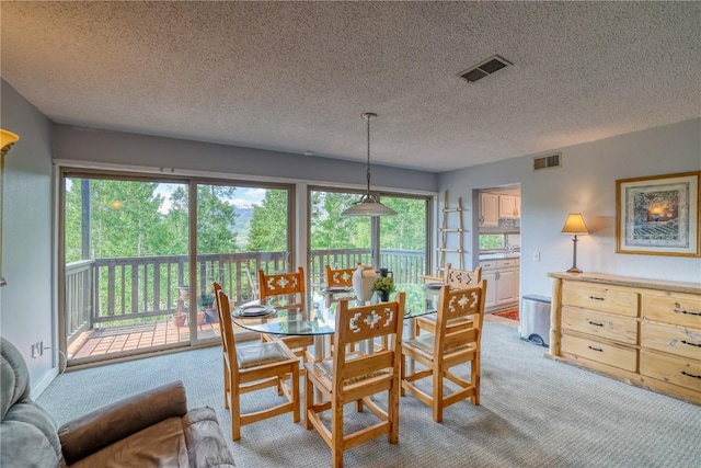 2510 Ryan Gulch Rd Unit 2512, Silverthorne, CO 80498 - dining space featuring light carpet, plenty of natural light, and a textured ceiling