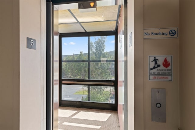 view of elevator