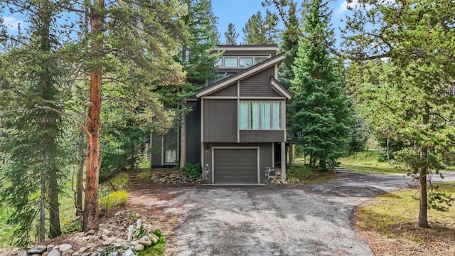 exterior space with a garage