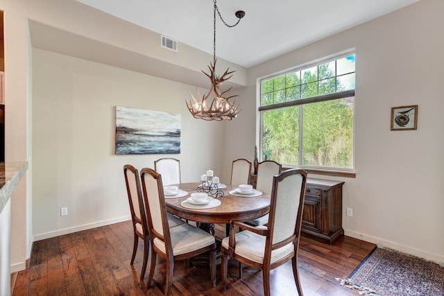 180 Robin Dr Unit 180, Silverthorne, CO 80498 - dining room featuring a chandelier, dark wood finished floors, and baseboards