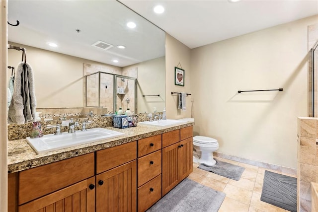300 Base Camp Cir Unit 405, Granby, CO 80446 - full bath featuring a shower stall, double vanity, tile patterned flooring, and recessed lighting