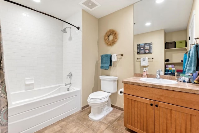 300 Base Camp Cir Unit 405, Granby, CO 80446 - bathroom with vanity, shower / tub combo, tile patterned flooring, and recessed lighting