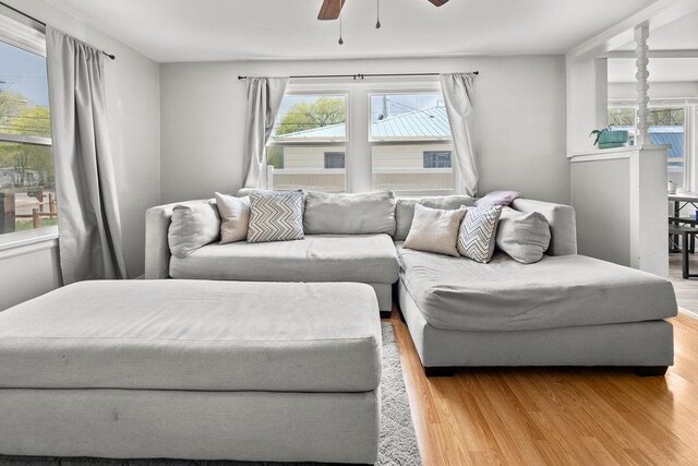 410 Washington St, Craig, CO 81625 - living area with wood finished floors and ceiling fan