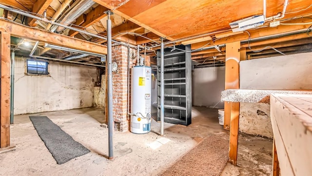 unfinished below grade area with gas water heater