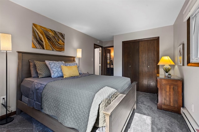 100 N Gold Flake Ter Unit A, Breckenridge, CO 80424 - bedroom with a baseboard radiator, carpet, and a closet