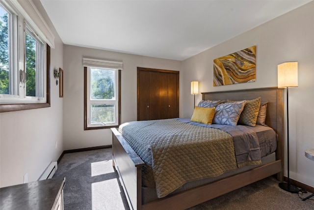100 N Gold Flake Ter Unit A, Breckenridge, CO 80424 - bedroom with multiple windows, carpet flooring, a baseboard radiator, and a closet