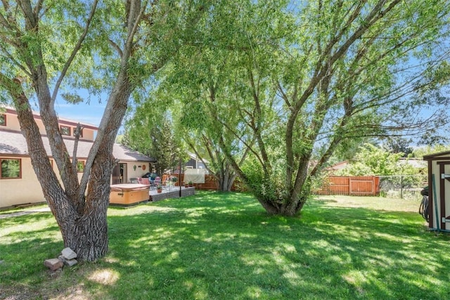 27125 Moonlight Way, Steamboat Springs, CO 80487 - fenced backyard featuring a hot tub