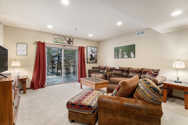160 First Track Ln, Granby, CO 80446 - living room with visible vents, recessed lighting, and light colored carpet