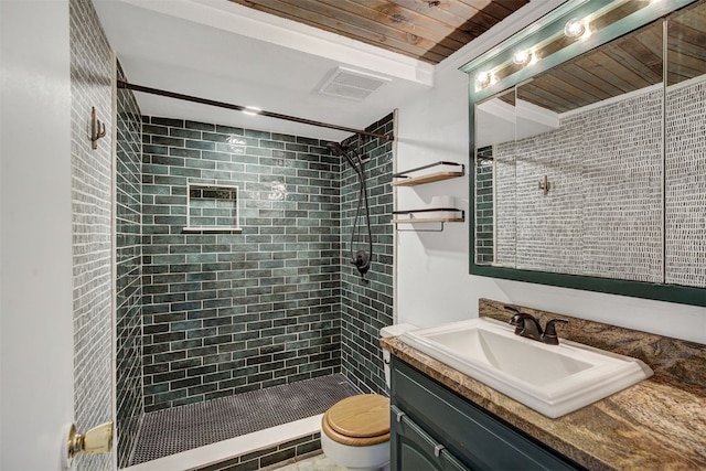 7031 Ryan Gulch Rd Unit 301, Silverthorne, CO 80498 - full bathroom with a shower stall, vanity, and wood ceiling