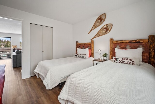 9876 Ryan Gulch Rd Unit 206, Silverthorne, CO 80498 - bedroom with wood finished floors and a closet