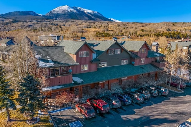 exterior space featuring a mountain view