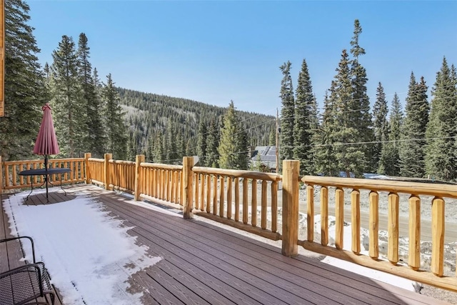 282 Sally Cir, Breckenridge, CO 80424 - wooden deck featuring a wooded view