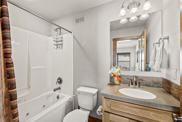 27100 Beaver Canyon Dr, Clark, CO 80428 - bathroom featuring a combined bath / shower with jetted tub, vanity, and toilet