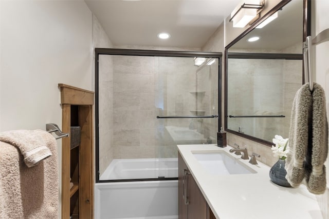 23 Verde Ct, Breckenridge, CO 80424 - bathroom featuring vanity, bath / shower combo with glass door, and recessed lighting