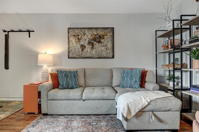 living room with wood finished floors