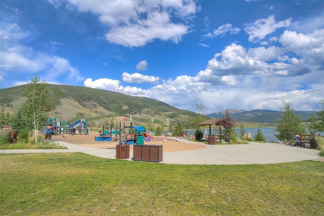 113 Lookout Ridge Dr, Dillon, CO 80435 - communal playground featuring a yard, a gazebo, and a water and mountain view