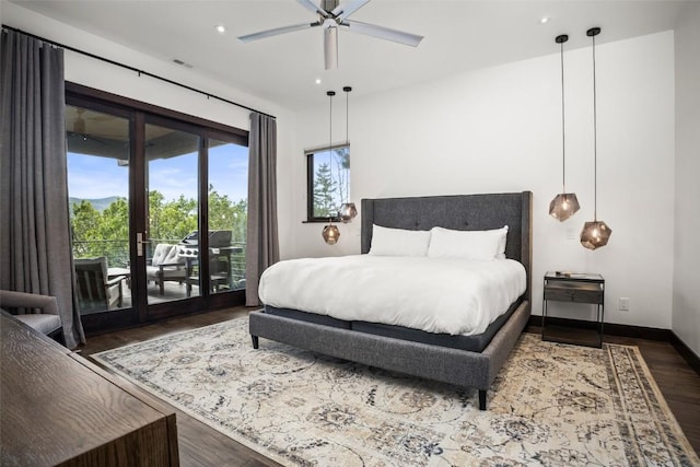 2355 Poma Ln Unit 2355, Steamboat Springs, CO 80487 - bedroom featuring access to outside, recessed lighting, wood finished floors, and baseboards