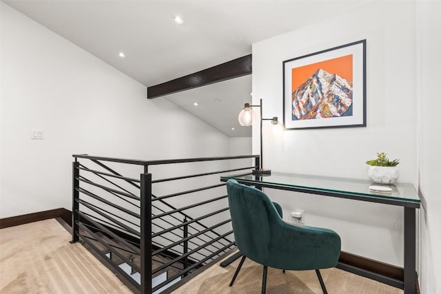 2355 Poma Ln Unit 2355, Steamboat Springs, CO 80487 - carpeted home office featuring baseboards, recessed lighting, and beam ceiling