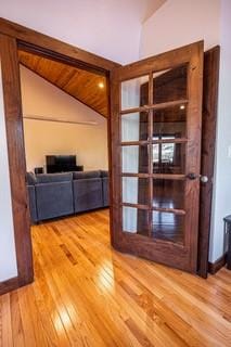 527 E Lincoln Ave, Hayden, CO 81639 - corridor with vaulted ceiling and wood finished floors