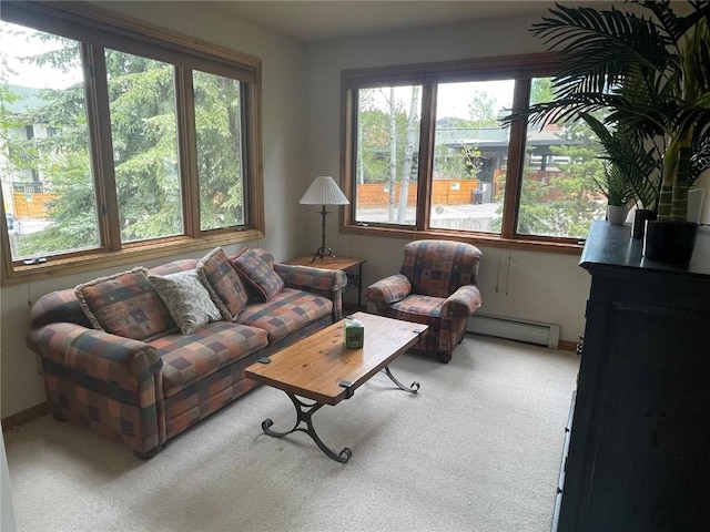 2300 Apres Ski Way Unit 12, Steamboat Springs, CO 80487 - carpeted living room with baseboard heating
