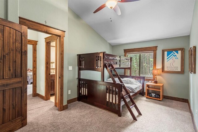 554 Lakeview Dr, Breckenridge, CO 80424 - carpeted bedroom featuring vaulted ceiling and baseboards