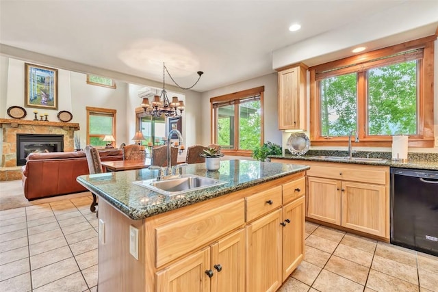 1250 Harwig Cir, Steamboat Springs, CO 80487 - kitchen featuring dishwasher, a sink, light brown cabinetry, and recessed lighting