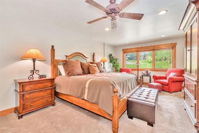 1250 Harwig Cir, Steamboat Springs, CO 80487 - bedroom with recessed lighting, light carpet, and ceiling fan