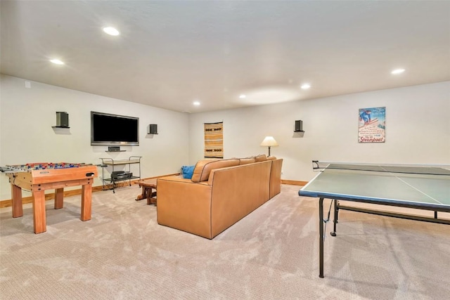 1250 Harwig Cir, Steamboat Springs, CO 80487 - rec room with light carpet, recessed lighting, and baseboards