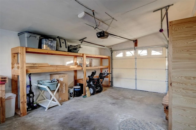 garage with a garage door opener