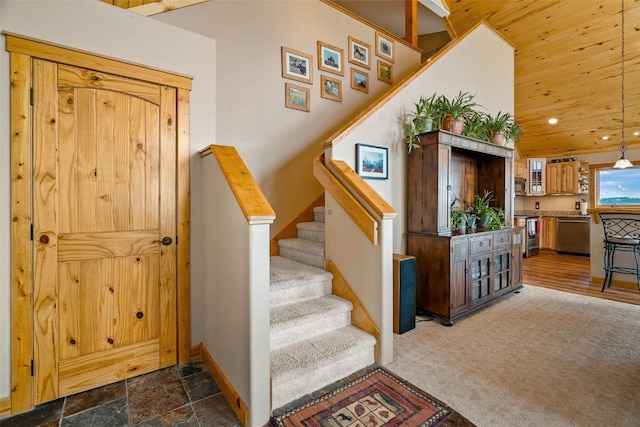 188 June Grass Ct, Fairplay, CO 80440 - stairway featuring baseboards and recessed lighting