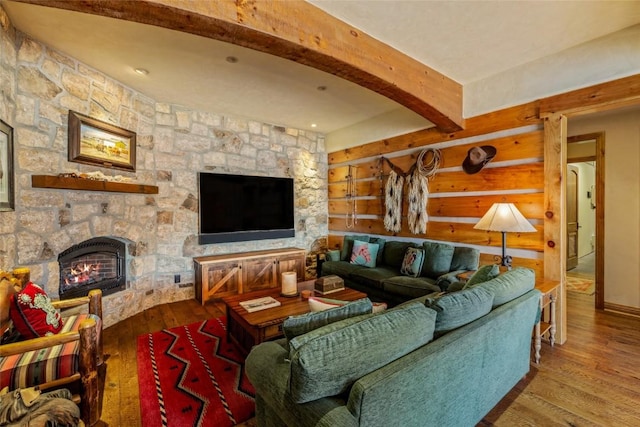 32855 More Ln, Steamboat Springs, CO 80487 - living area featuring hardwood / wood-style flooring and a fireplace
