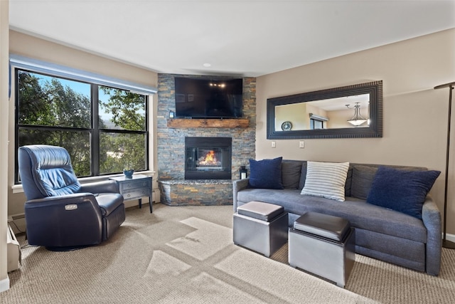 100 S Park Ave Unit E321, Breckenridge, CO 80424 - living room featuring carpet floors and a fireplace