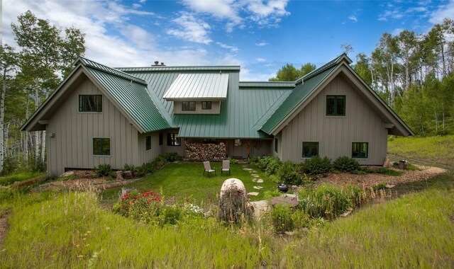 31820 Bradley Rnch, Steamboat Springs, CO 80487 - back of house with board and batten siding and metal roof