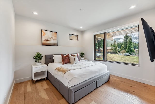 427 Whispering Pines Cir, Blue River, CO 80424 - bedroom featuring light wood-style floors, baseboards, and recessed lighting